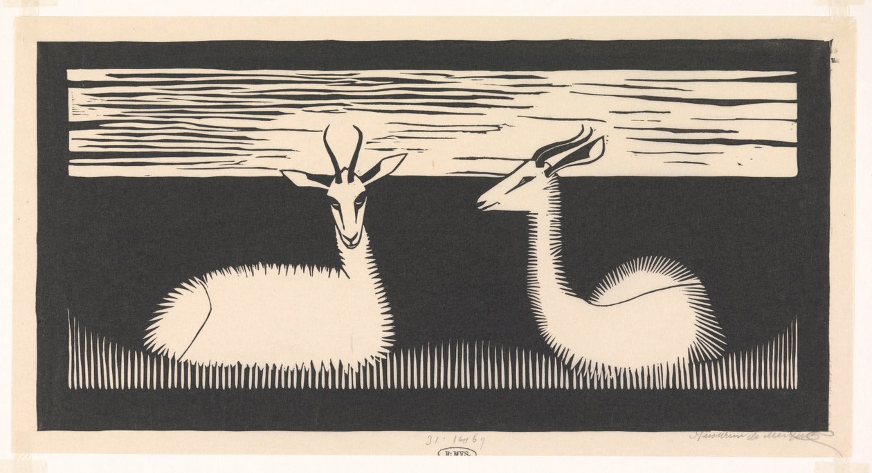 Két gazella alkotó: Samuel Jessurun de Mesquita (signed by artist)