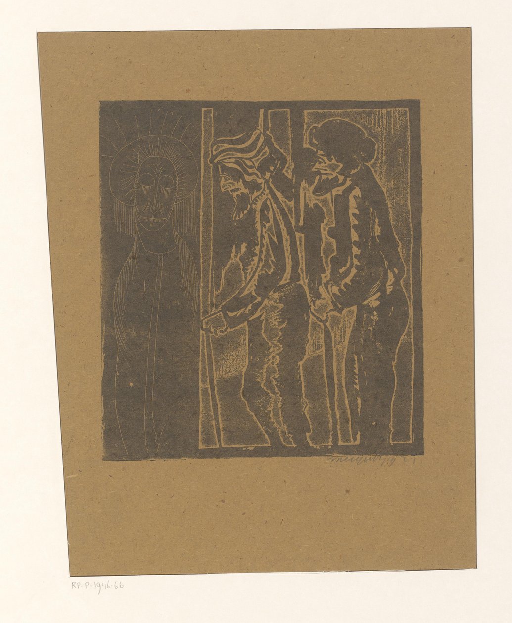 Két férfi csukott szemmel az alakban alkotó: Samuel Jessurun de Mesquita (signed by artist)