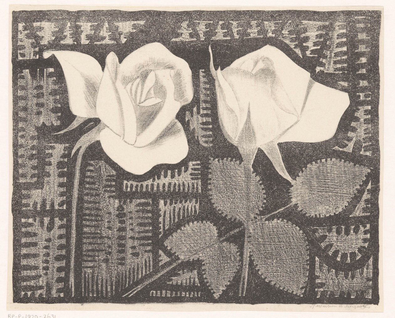 Két rózsa alkotó: Samuel Jessurun de Mesquita (signed by artist)