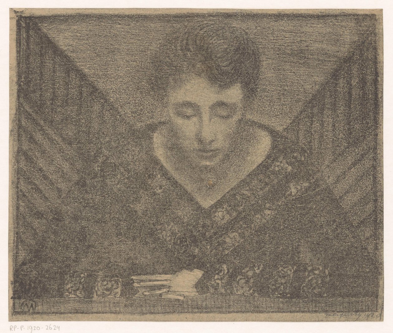 V-nyakú nő alkotó: Samuel Jessurun de Mesquita (signed by artist)
