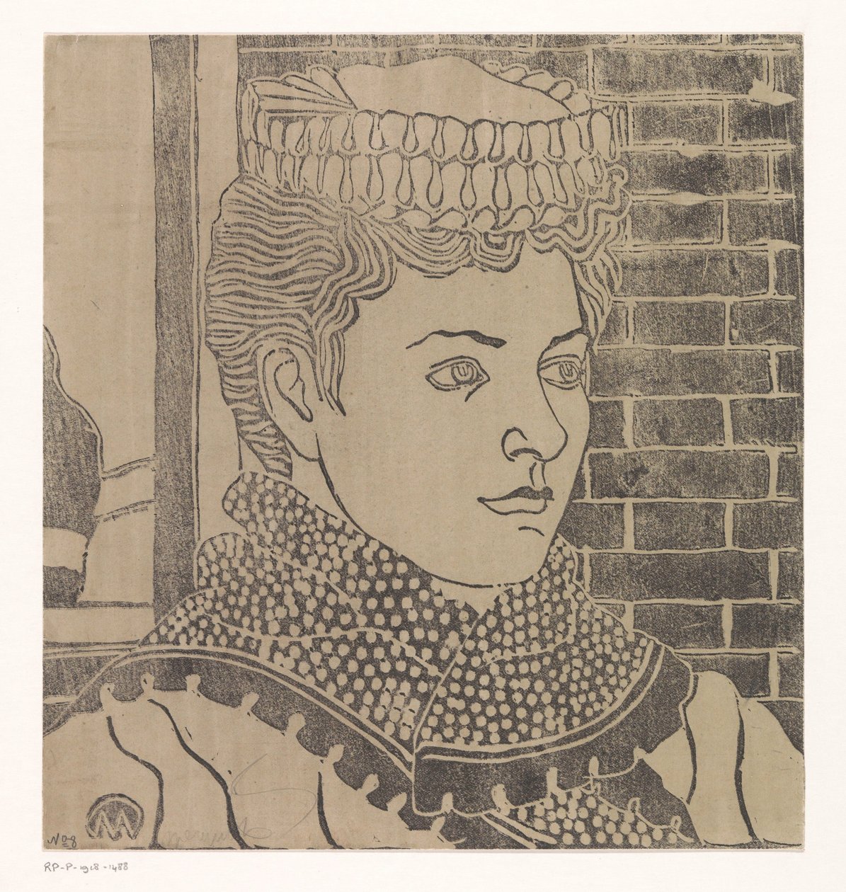 Nő szerviz sapkával alkotó: Samuel Jessurun de Mesquita (signed by artist)