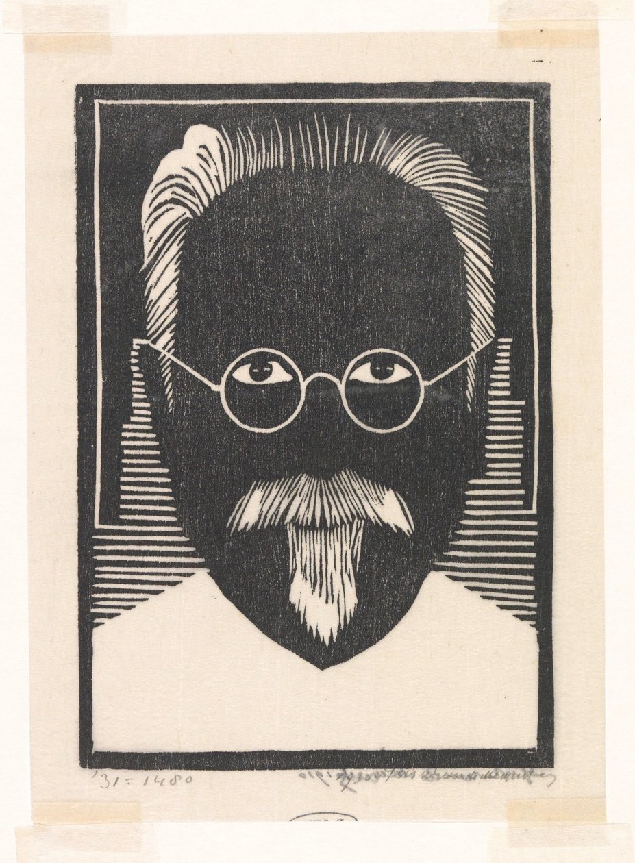 Önarckép szemüveggel és kecskeszakállal alkotó: Samuel Jessurun de Mesquita (signed by artist)