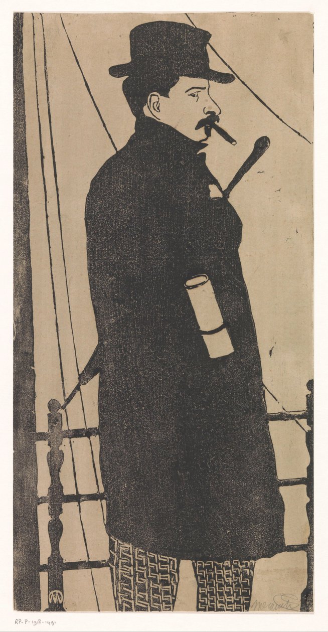 Önarckép kabáttal és kalappal alkotó: Samuel Jessurun de Mesquita (signed by artist)