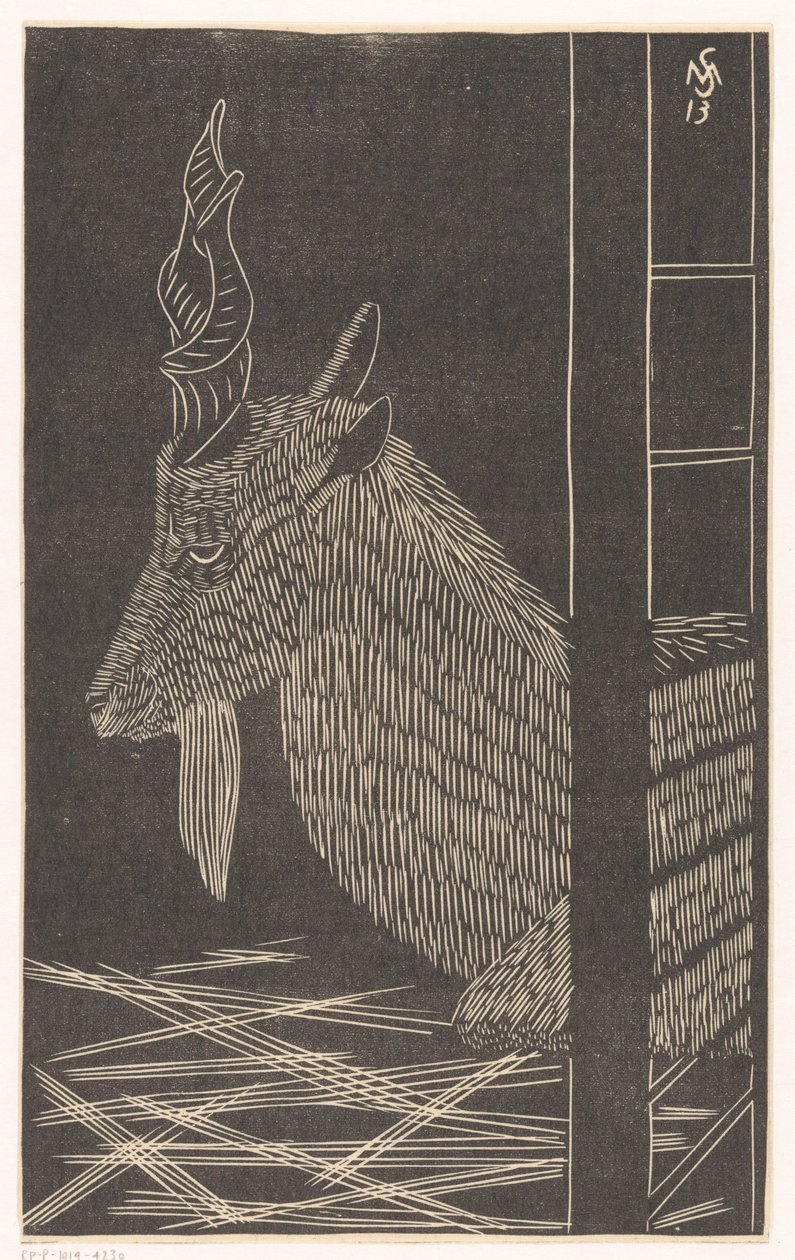 Markhor kecske (Szarvas ül a ketrecben) alkotó: Samuel Jessurun de Mesquita
