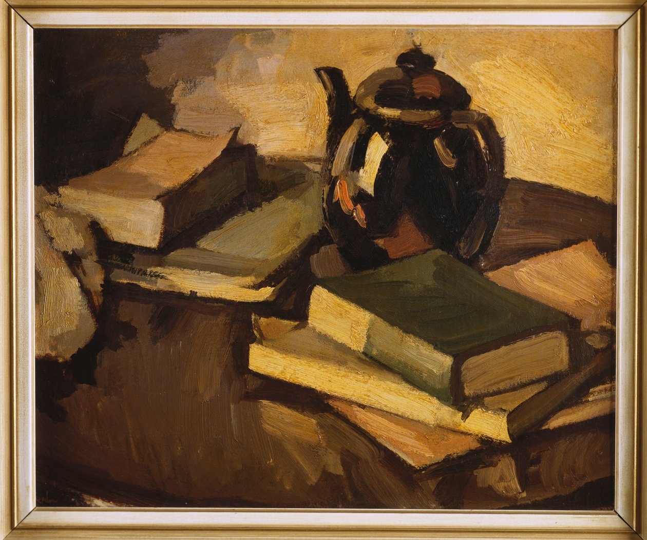 Csendélet teáskannával és könyvekkel az asztalon, 1926 körül alkotó: Samuel John Peploe