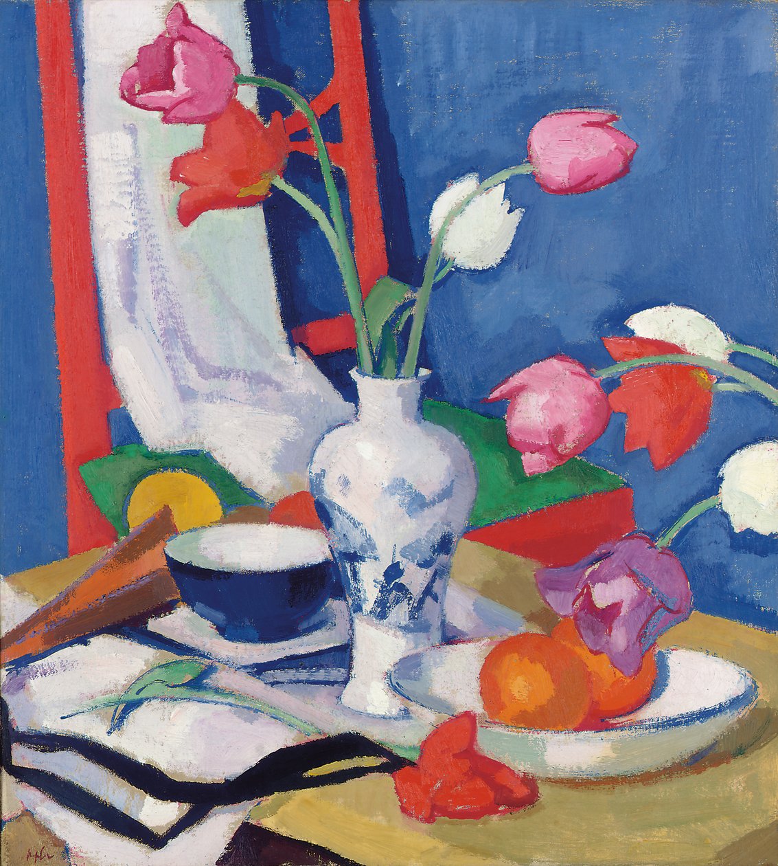 Vörös szék és tulipánok, 1919 körül alkotó: Samuel John Peploe