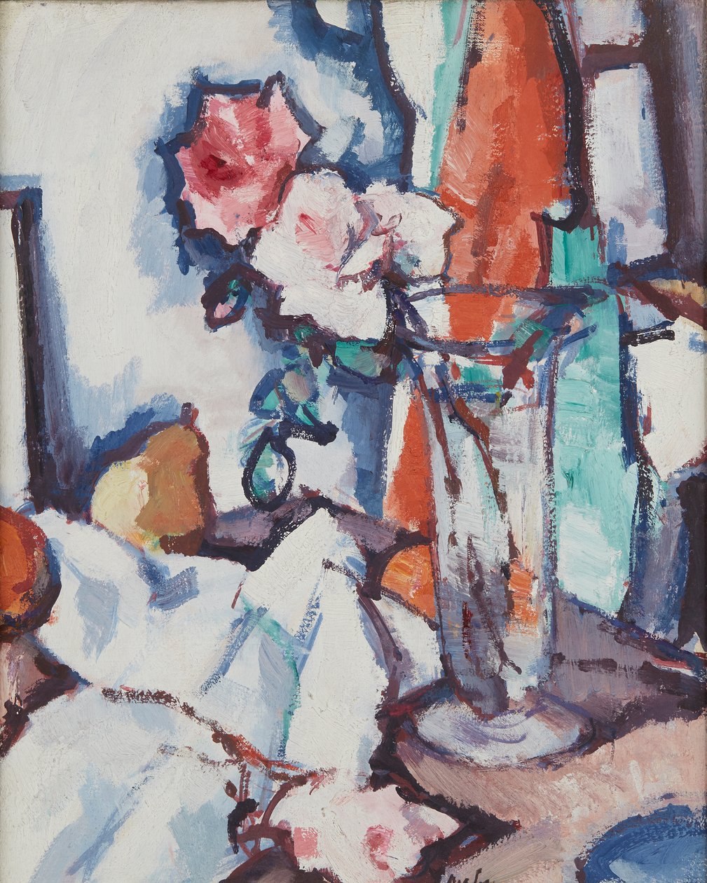 Rózsák és körte csendélet (olaj, vászon) alkotó: Samuel John Peploe