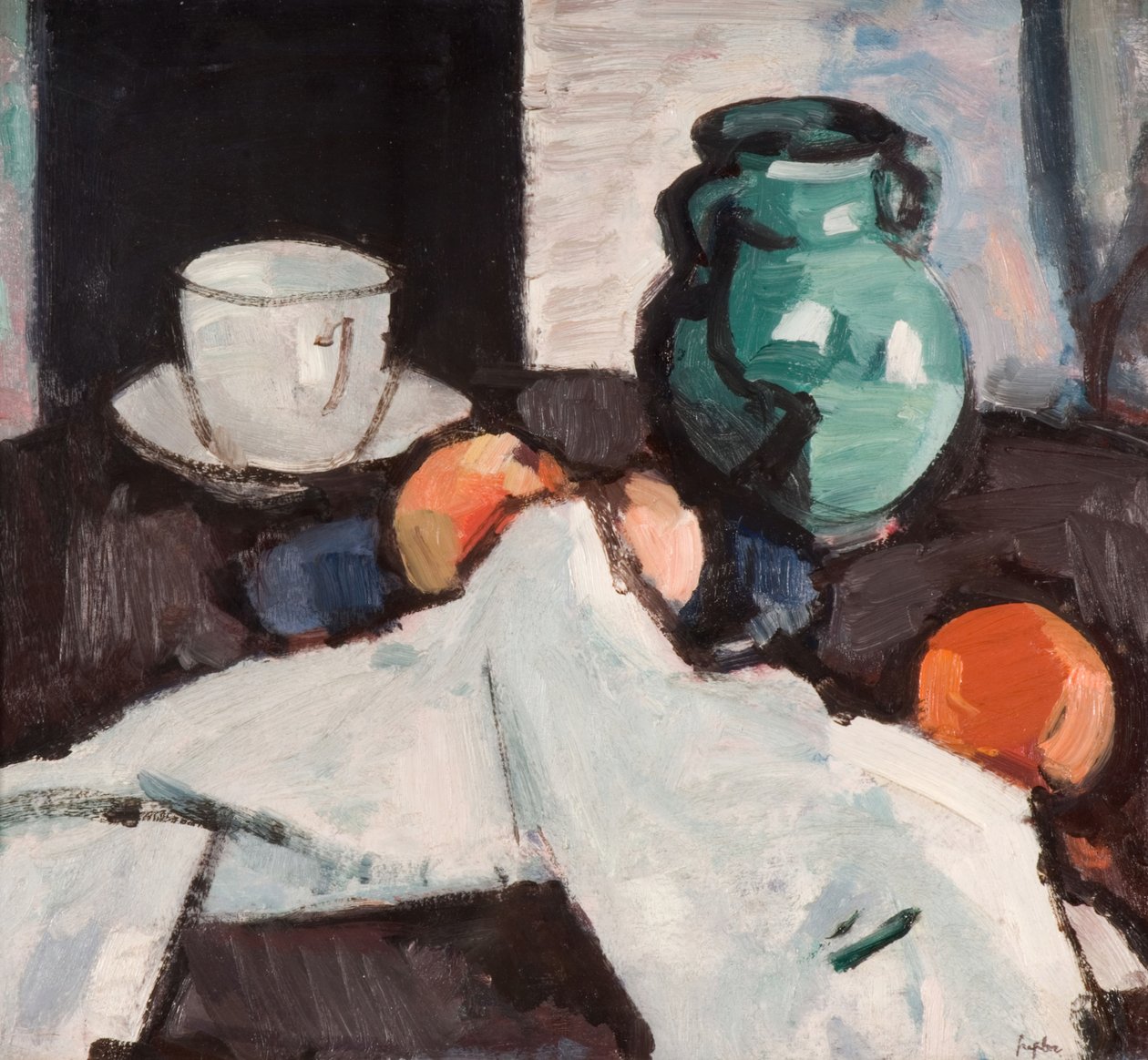 Csendélet gyümölcstállal, kannával, csészével és csészealjjal, 1927-29. alkotó: Samuel John Peploe