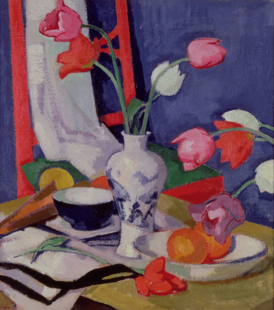 Tulipánok és gyümölcsök, 1919 körül (olaj, vászon) alkotó: Samuel John Peploe