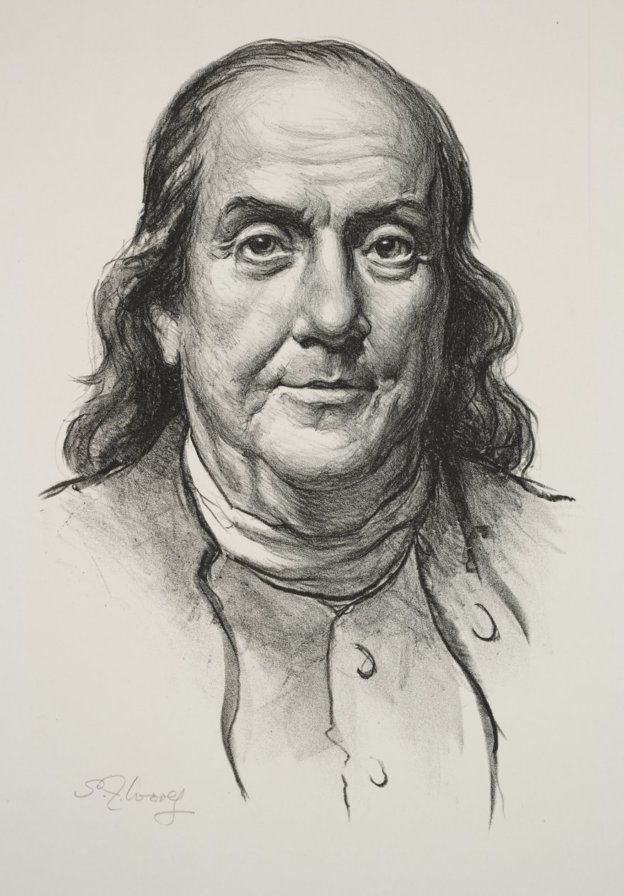 Benjamin Franklin (litho) alkotó: Samuel Johnson Woolf