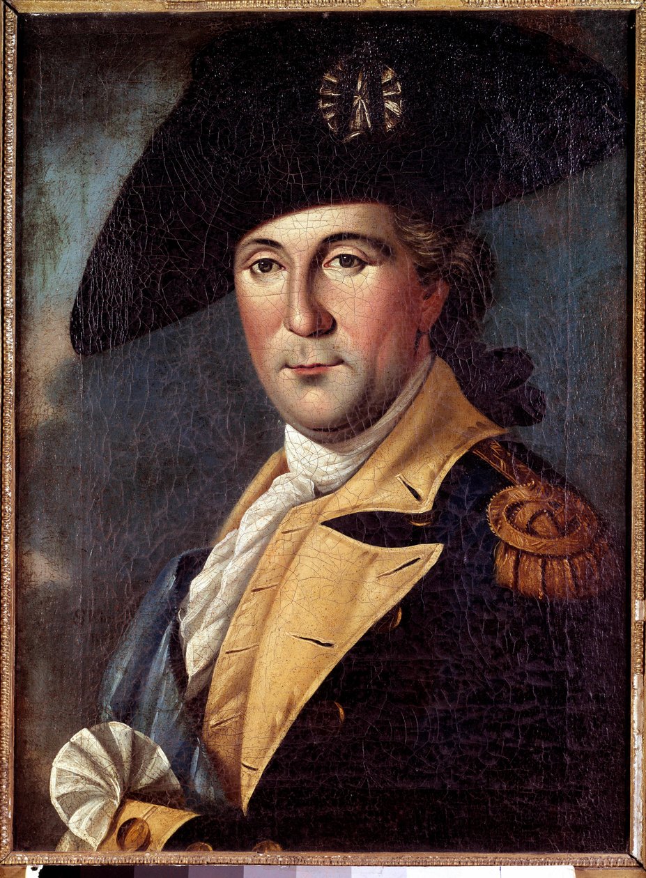 George Washington (1732-1789) jelmezes képviselő portréja George Washington (1732-1789) általános jelmezes képviselő portréja, a kontinentális hadsereg főparancsnokának sáljával - Samuel King (1748-1819) festménye alkotó: Samuel King