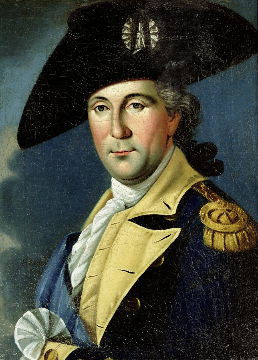 George Washington portréja amerikai tábornok egyenruhájában, 1775 és 1780 között. alkotó: Samuel King