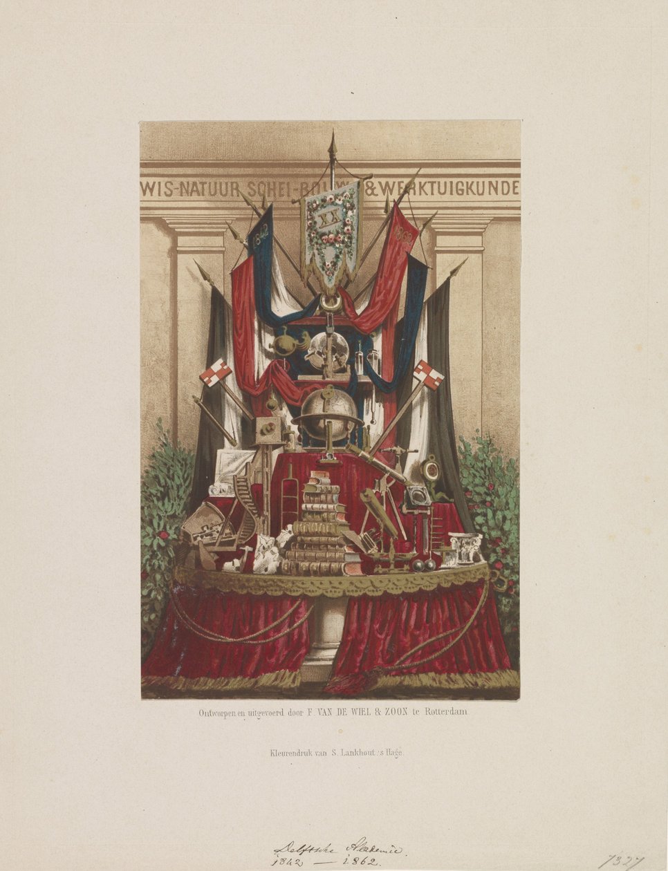 Trófea díszként a Delft Akadémia huszadik évfordulója alkalmából, 1862-ben alkotó: Samuel Lankhout