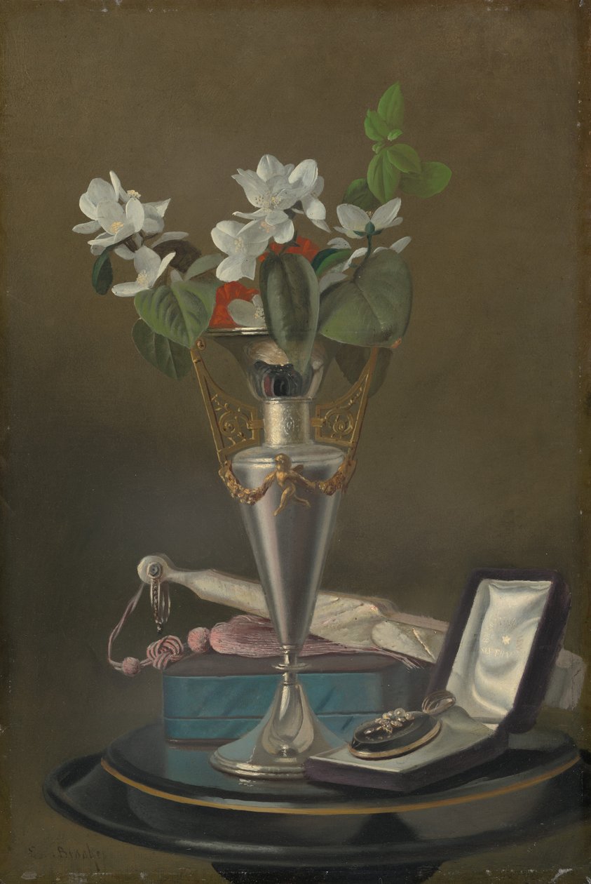 Csendélet legyezővel és medállal, c. 18651875. alkotó: Samuel Marsdon Brookes
