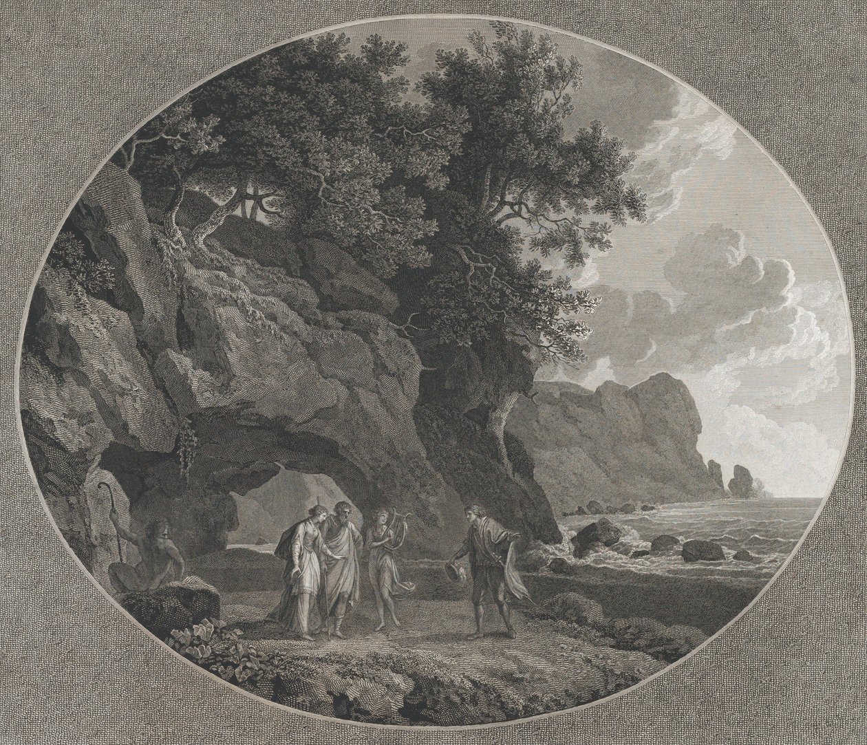 A vihar, I. felvonás: Ferdinánd és Miranda, 1788. alkotó: Samuel Middiman