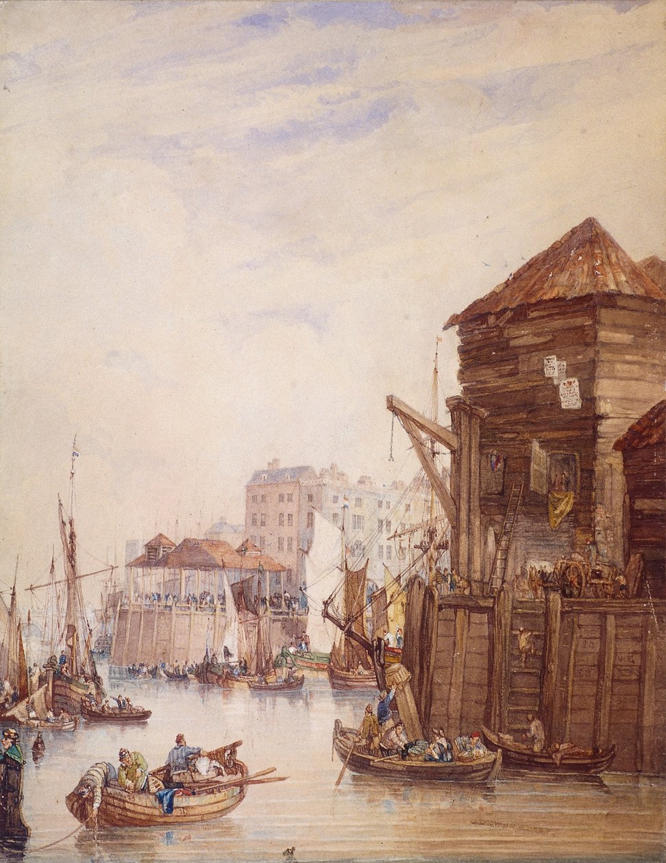Billingsgate Wharf, London, 1820 alkotó: Samuel Owen