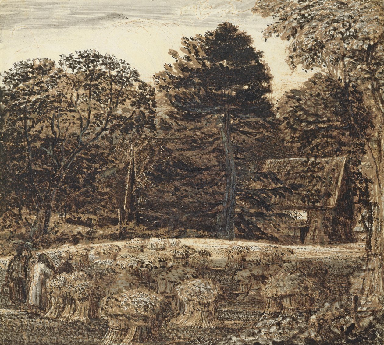 Kukoricatábla, Shoreham at Twilight (toll és tinta, valamint fehér kártyán mosni) alkotó: Samuel Palmer
