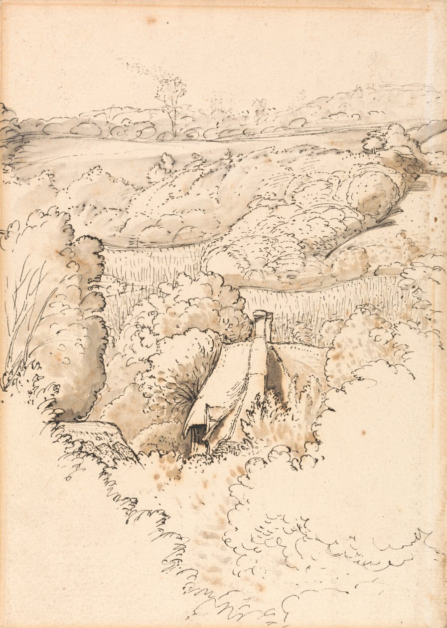 Egy kunyhó fák között, Shoreham alkotó: Samuel Palmer
