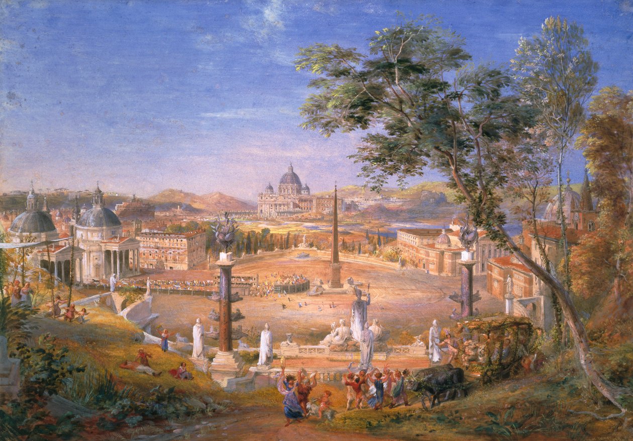 Kilátás a modern Rómára a karnevál idején, 1838 alkotó: Samuel Palmer