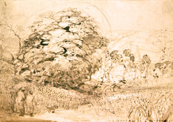 Kukoricatáblán átvezető ösvény, 1832-33 körül (akvarell, papír) alkotó: Samuel Palmer