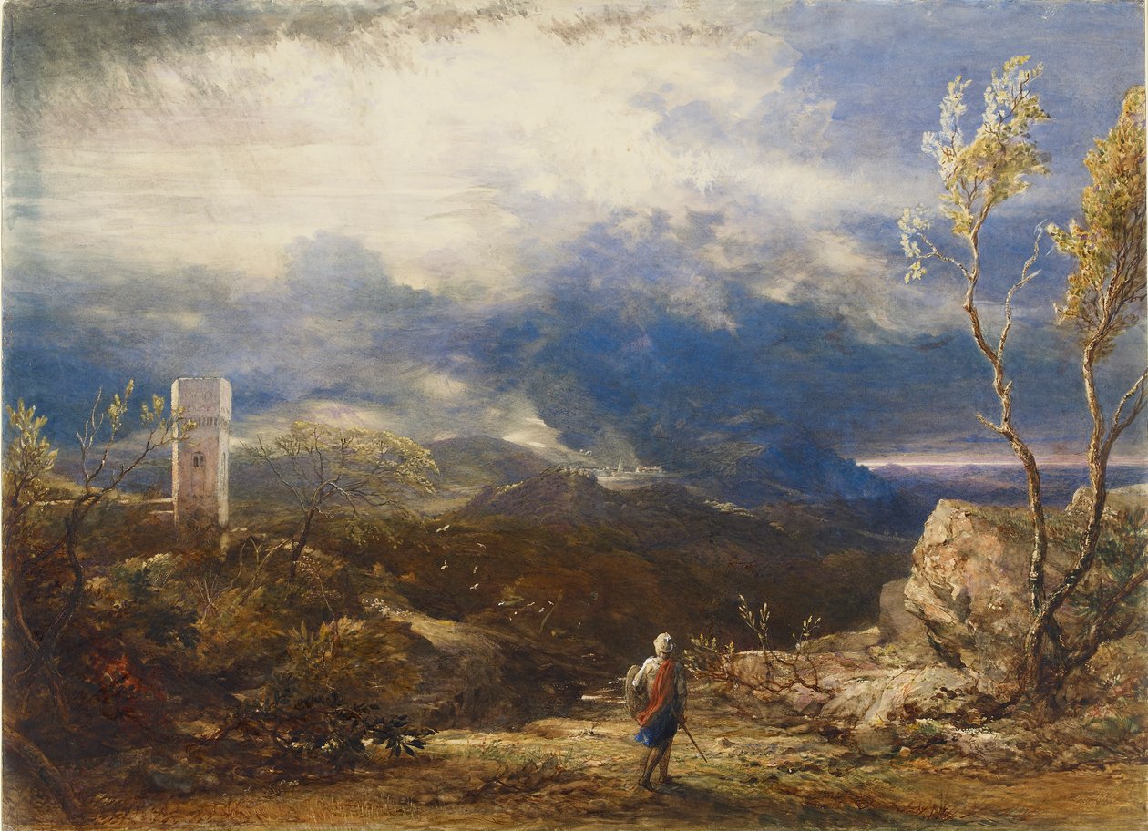 Keresztény alászáll a megaláztatás völgyébe a „zarándokok haladásából”, 1848 alkotó: Samuel Palmer