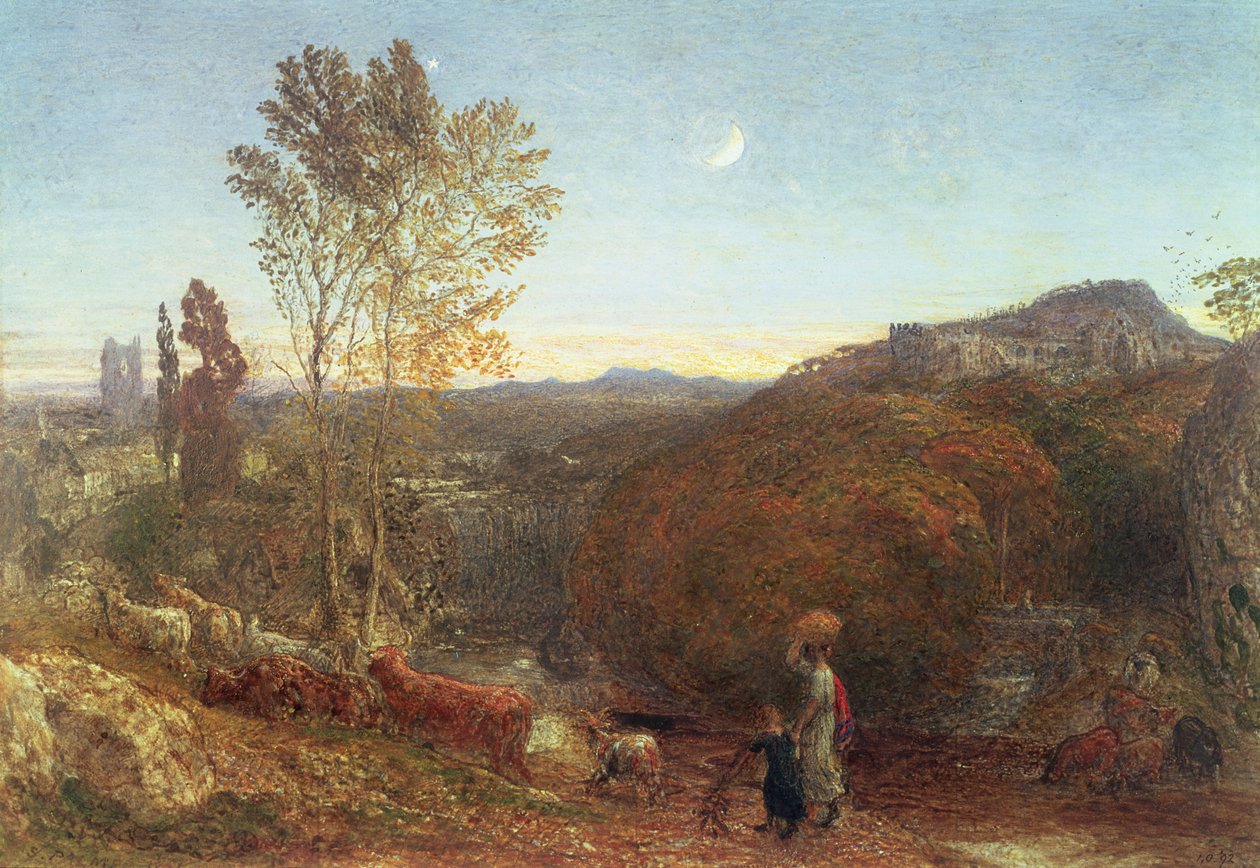 Hazamenés kijárási tilalom idején alkotó: Samuel Palmer