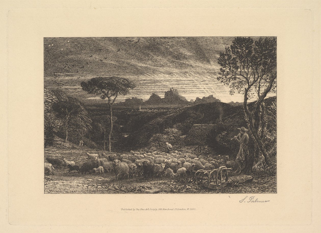 A fedél kinyitása, vagy kora reggel, 1880. alkotó: Samuel Palmer
