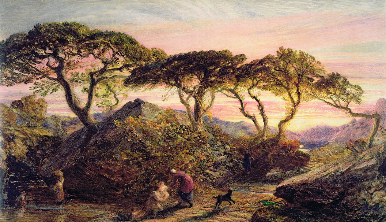 Naplemente (akvarell és gouache papíron) alkotó: Samuel Palmer