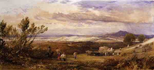 Kukoricamező, felhős reggel (akvarell) alkotó: Samuel Palmer