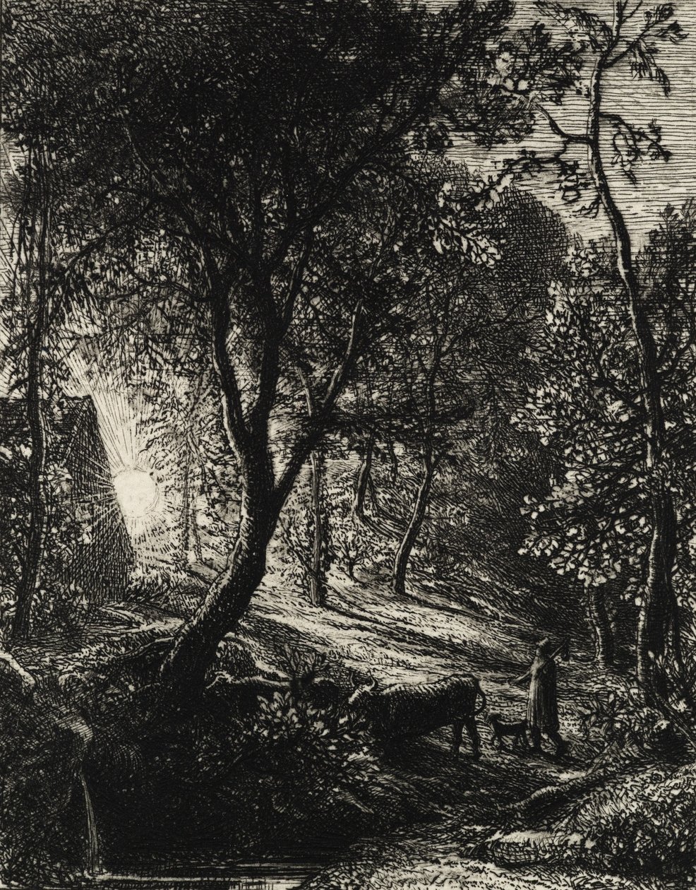 A pásztorkunyhó, avagy naplemente, 1850. alkotó: Samuel Palmer