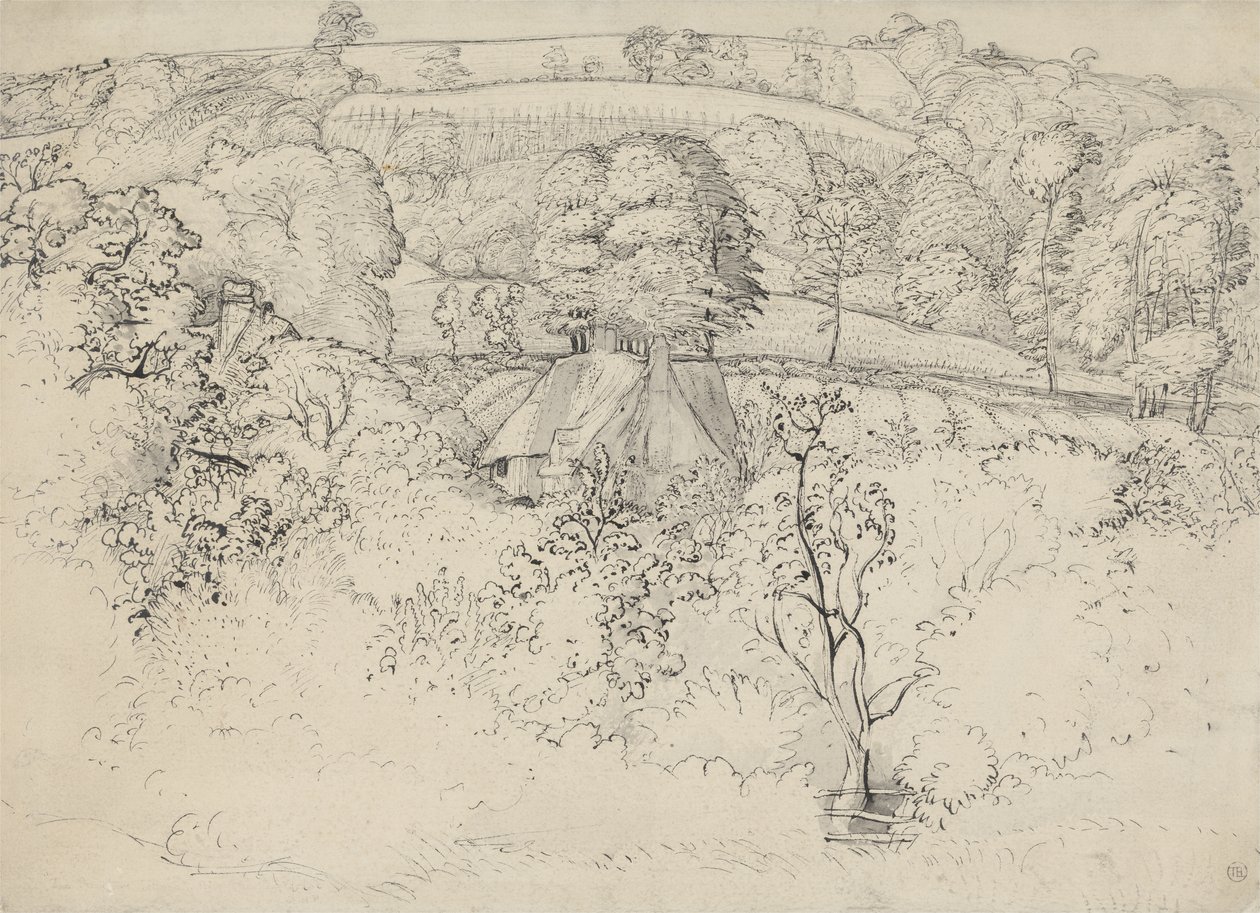 The Primitive Cottage, Shoreham (toll, tinta és mosás papíron) alkotó: Samuel Palmer