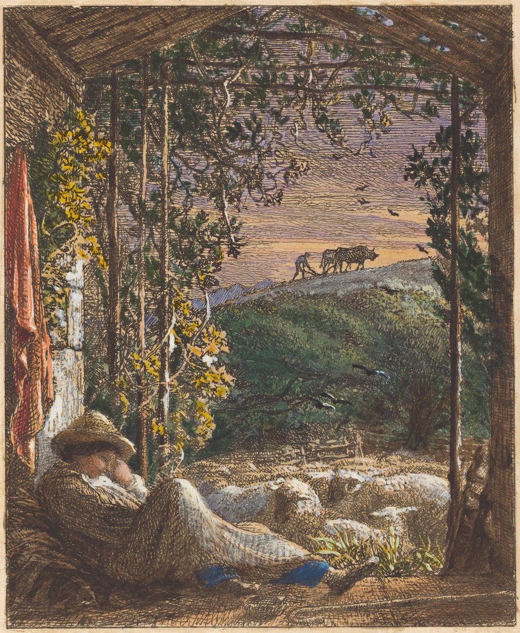 Az alvó pásztor; Kora reggel alkotó: Samuel Palmer