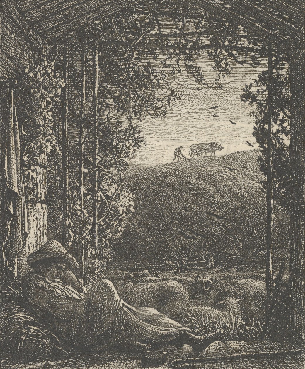 Az alvó pásztor, kora reggel, 1857. alkotó: Samuel Palmer