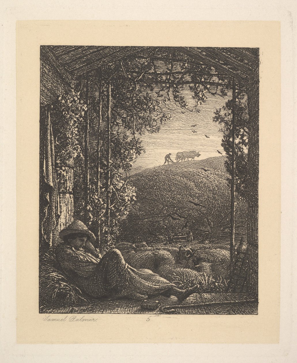 Az alvó pásztor, kora reggel, 1857. alkotó: Samuel Palmer