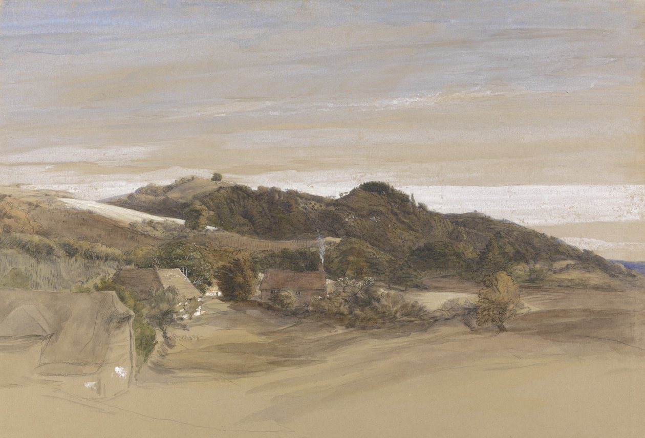 Underriver Hills, Near Sevenoaks, Kent, a Grounds of J. Herries, Esq. 1840 körül (toll és tinta akvarellel grafit felett, papíron) alkotó: Samuel Palmer