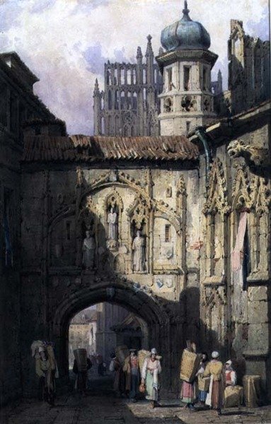 Kilátás Nürnbergben, 1823 körül (akvarell papíron) alkotó: Samuel Prout