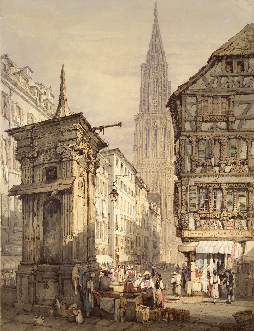 Kilátás Strasbourgban, 1822 alkotó: Samuel Prout