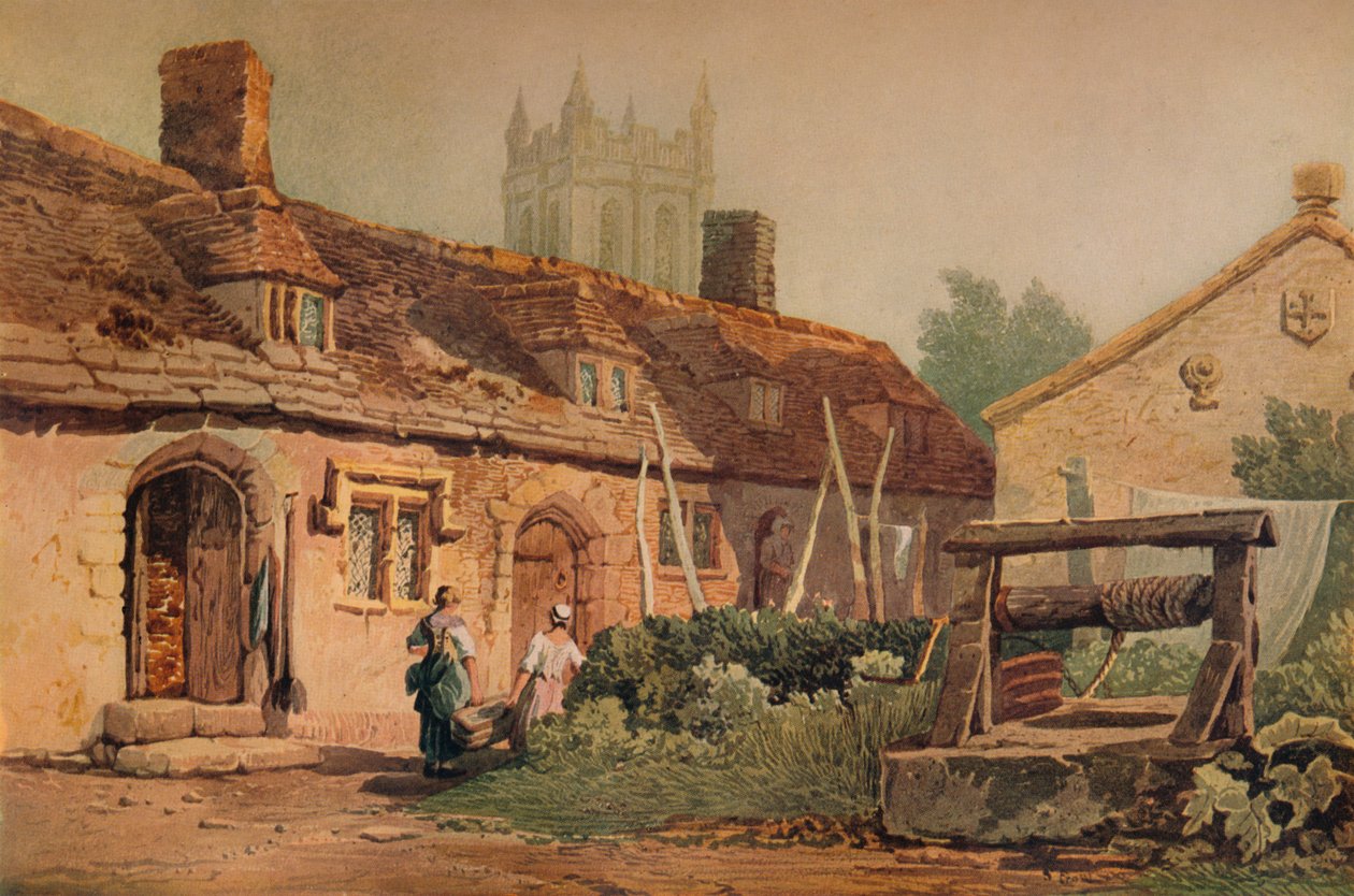 Üdülőházak Glastonburyben, 1819 alkotó: Samuel Prout
