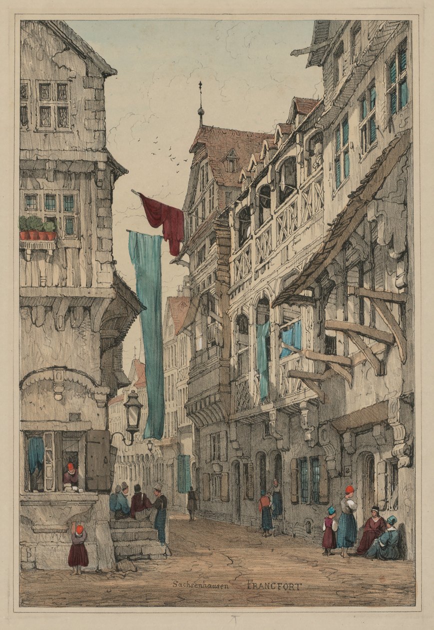 Flandriában és Németországban készült vázlatok facisimiliái: Sachsenhausen Frankfurt, 1833. alkotó: Samuel Prout