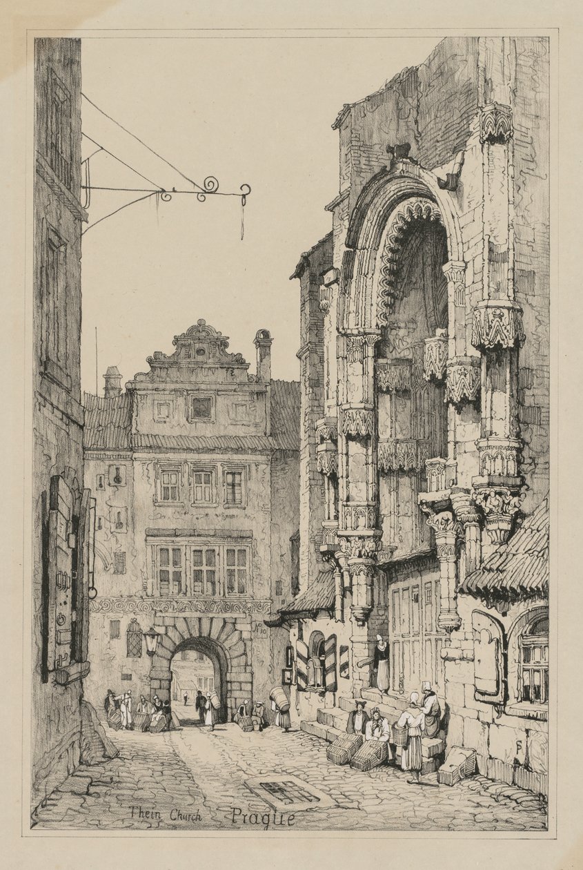 Flandriában és Németországban készült vázlatok épületei: Thein Church, Prága alkotó: Samuel Prout