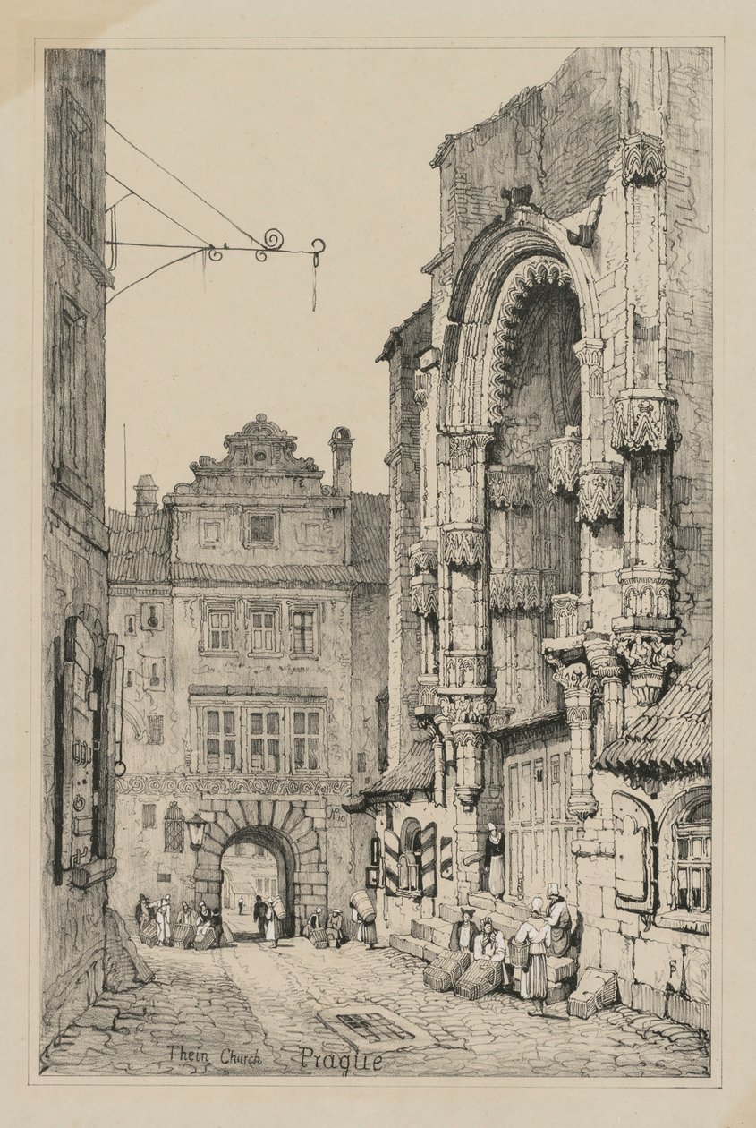 Flandriában és Németországban készült vázlatok facisimilies: Thein Church, Prága, 1833. alkotó: Samuel Prout
