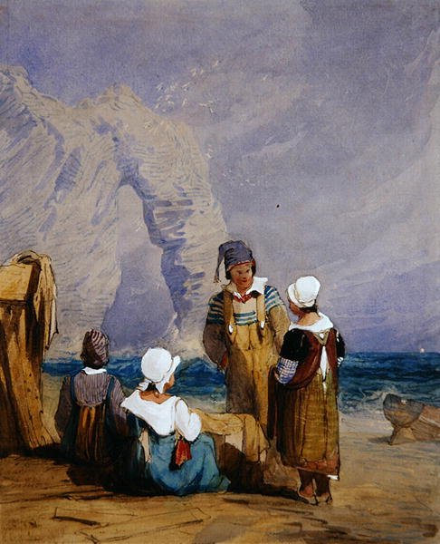 Figurák a tengerparton (akvarell papíron) alkotó: Samuel Prout