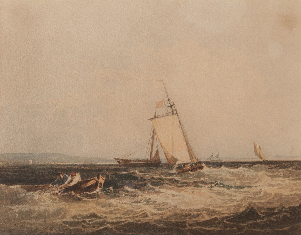 Halászcsónakok, 1820 körül (akvarell, papír) alkotó: Samuel Prout