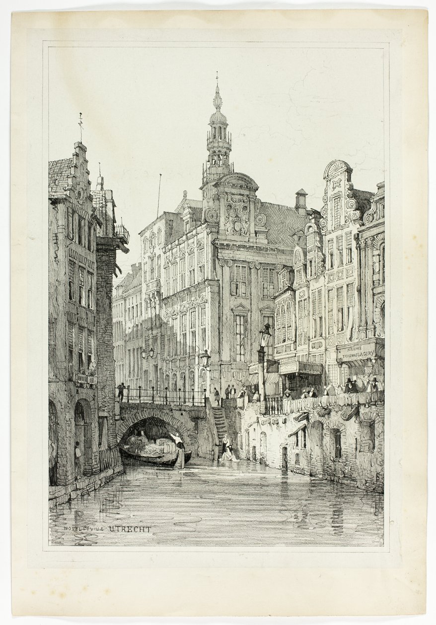 Hotel de Ville, Utrecht, a Flandriában és Németországban készült vázlatok fakszimiléiből alkotó: Samuel Prout