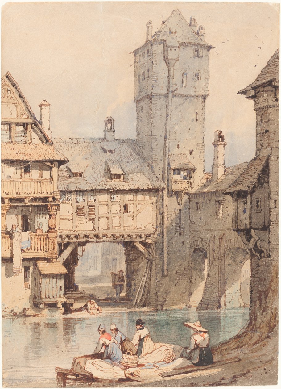 Mosók a nürnbergi Wasserturm előtt alkotó: Samuel Prout