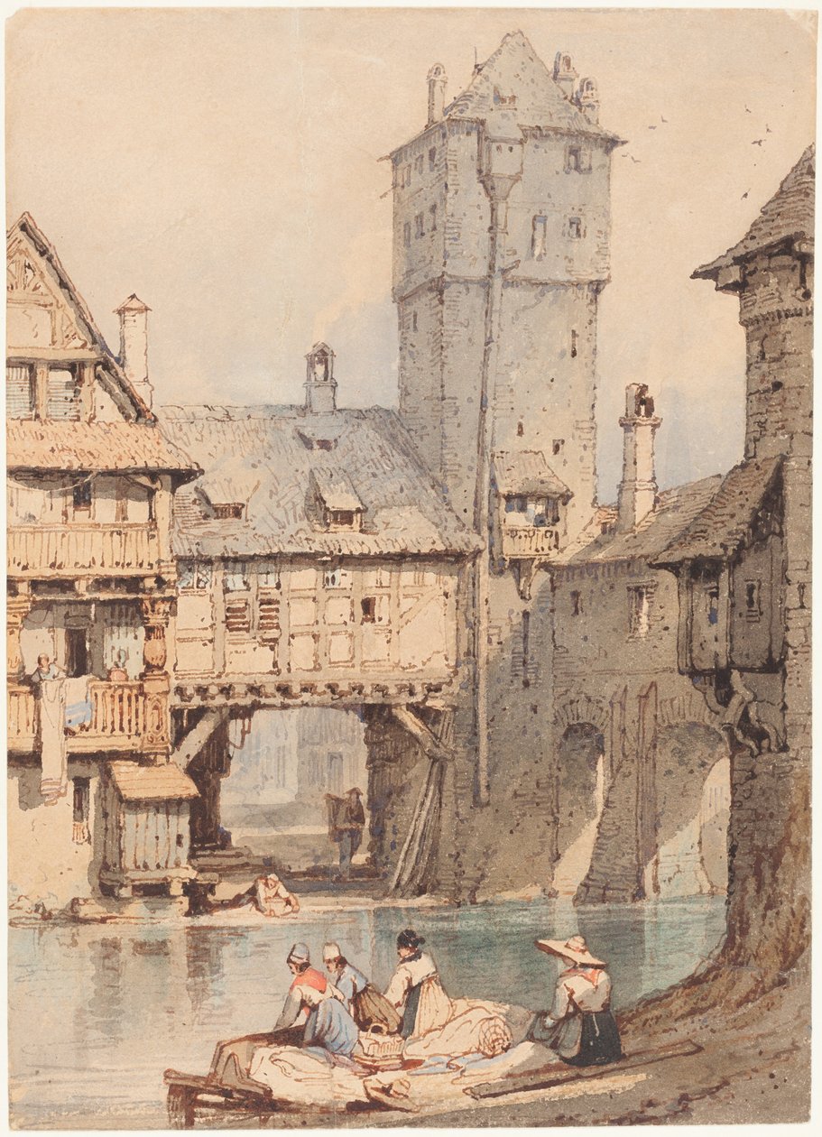 Mosónők a Wasserturm előtt, Nürnberg alkotó: Samuel Prout