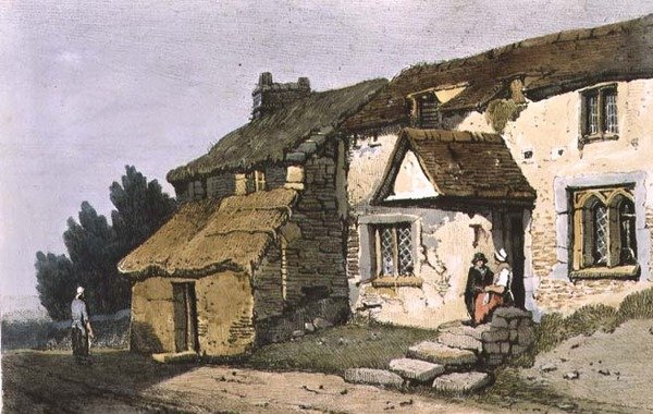 Saltash közelében, Cornwallban, a „Village Scenery”-ből (nyomtatott) alkotó: Samuel Prout