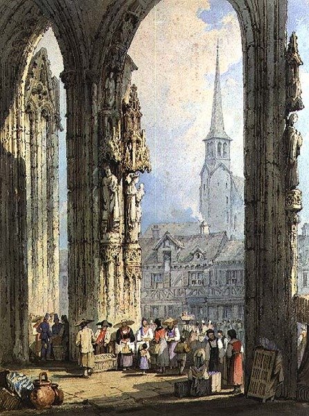 Jelenet a templom tornácáról alkotó: Samuel Prout