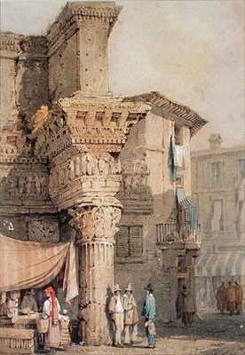 Pallas-templom, Nerva fóruma, Róma (akvarell, papír) alkotó: Samuel Prout