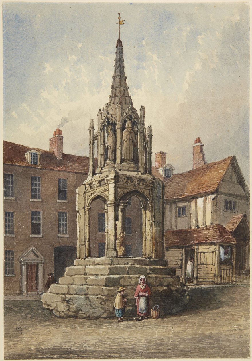 A kereszt Leightonban, Bedfordshire-ben alkotó: Samuel Prout